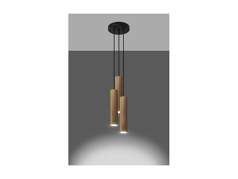 Sollux lichting Lino Cluster Pendelleuchte, Naturholz, 3x GU10