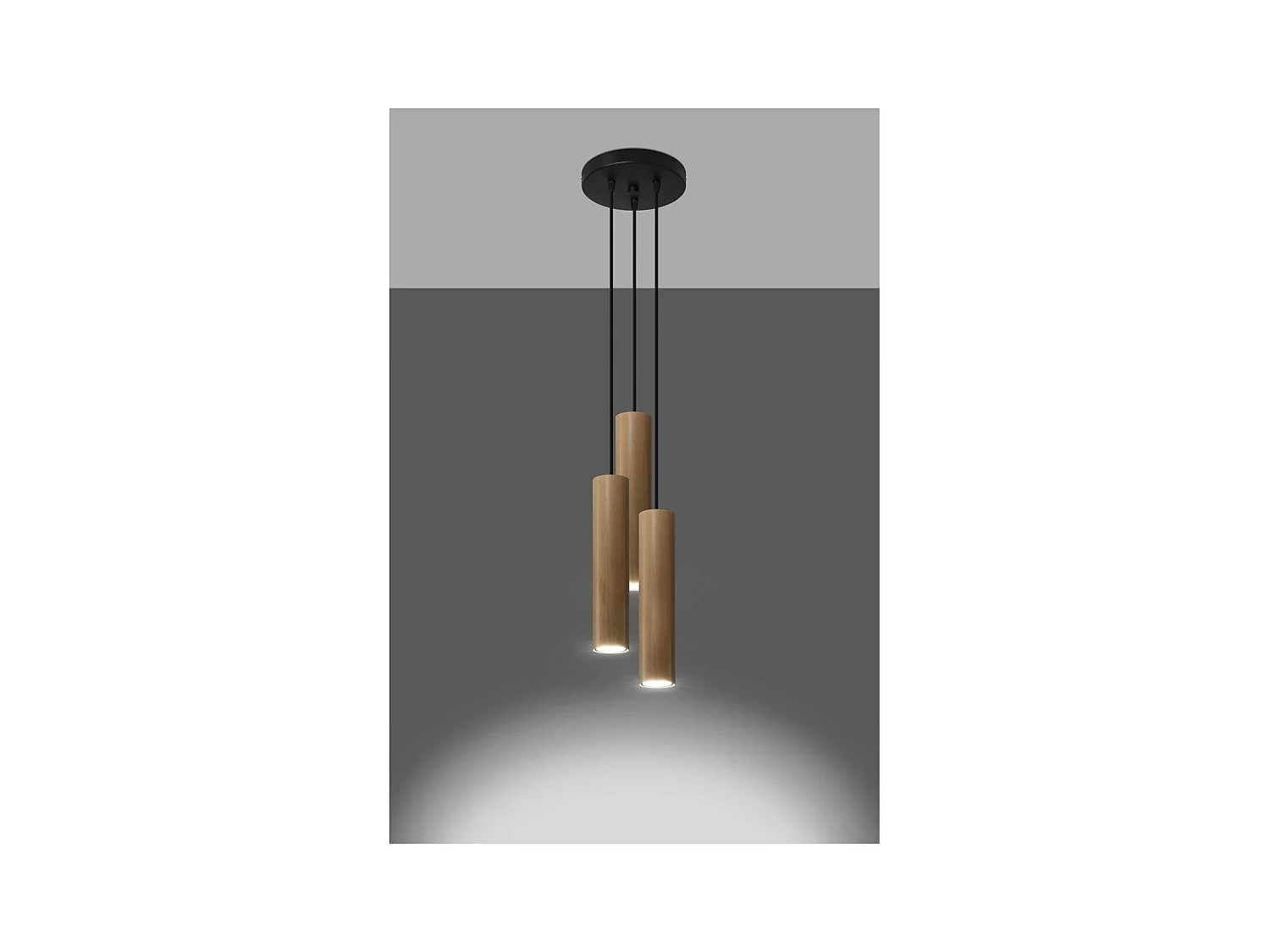 Sollux Lighting Lino Plafonnier suspendu Cluster, bois naturel, 3x GU10