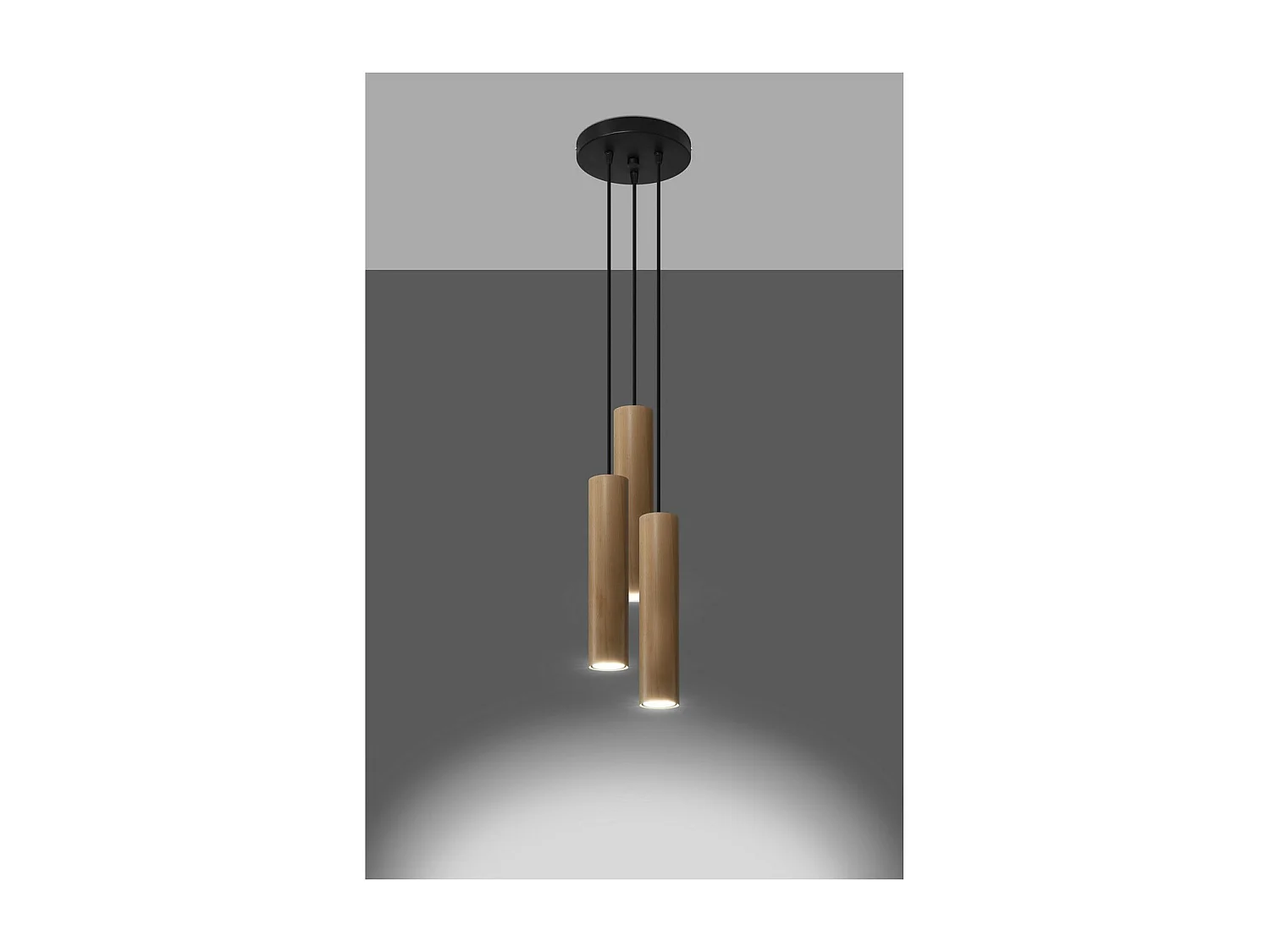 Sollux lichting Lino Cluster Pendelleuchte, Naturholz, 3x GU10