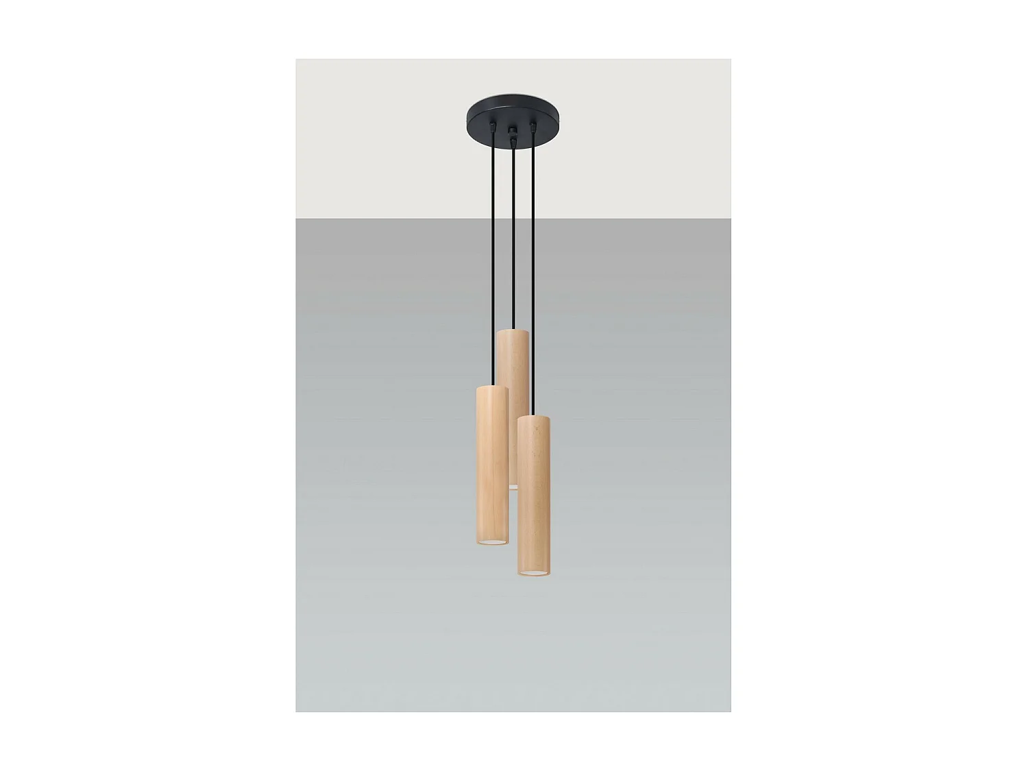 Sollux Lighting Lino Plafonnier suspendu Cluster, bois naturel, 3x GU10