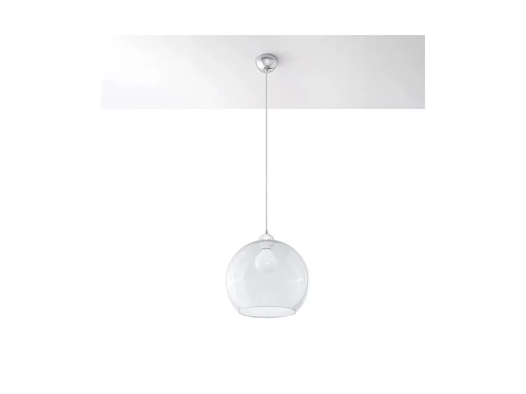 Lampes Suspendues Ball Minimaliste En Acier/Verre - 1 Sources Lumineuses - L.30 X H.120 Cm - Transparent