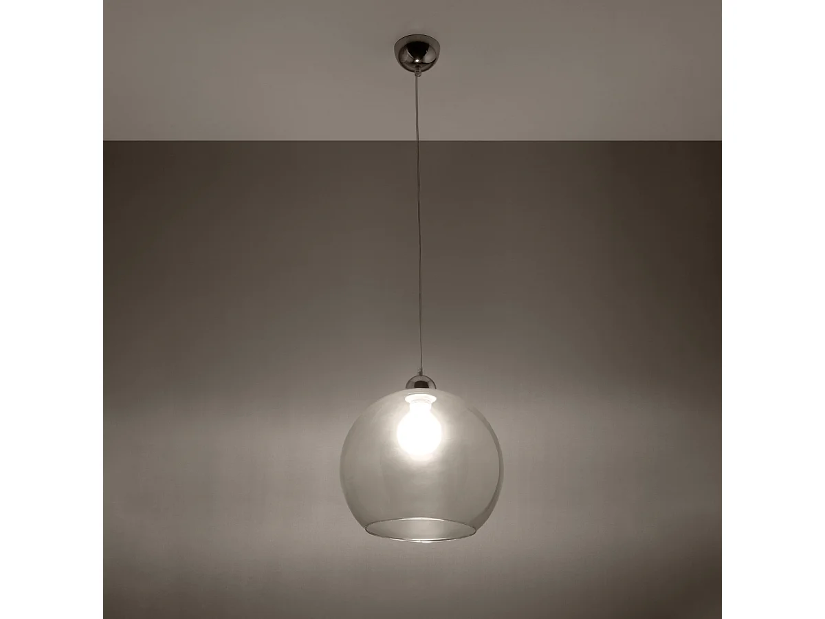 Hanglampen Ball Minimalistisch Van  - 1 Lichtbronnen - L.30 X H.120 Cm - Transparant