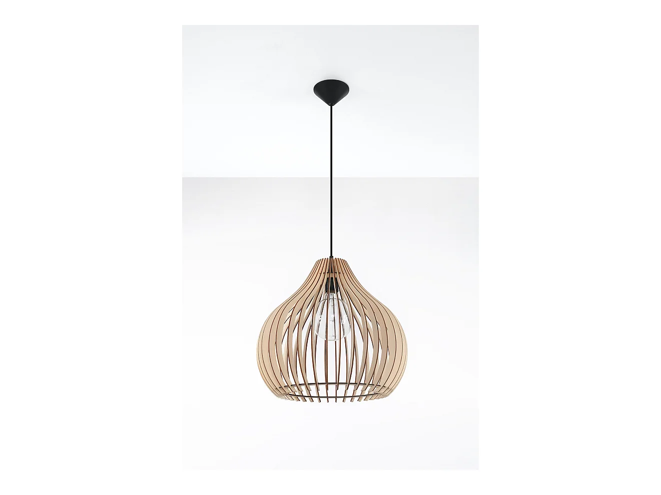 Lampada a sospensione in filo di legno naturale E27 Lámpara colgante con marco de alambre Madera natural E27