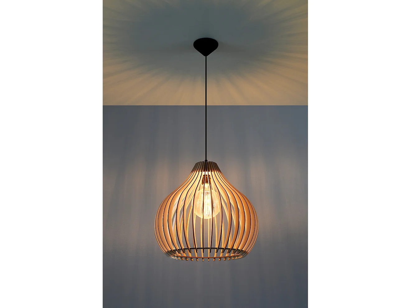 Hanglampen Aprilla Scandinavisch Van  - 1 Lichtbronnen - L.40 X H.110 Cm - Natuurlijk Hout