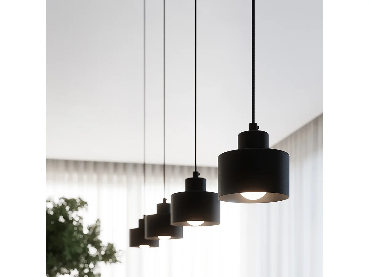 Hanglampen Savar Modern Van  - 1 Lichtbronnen - L.12 X H.120 Cm - Zwart