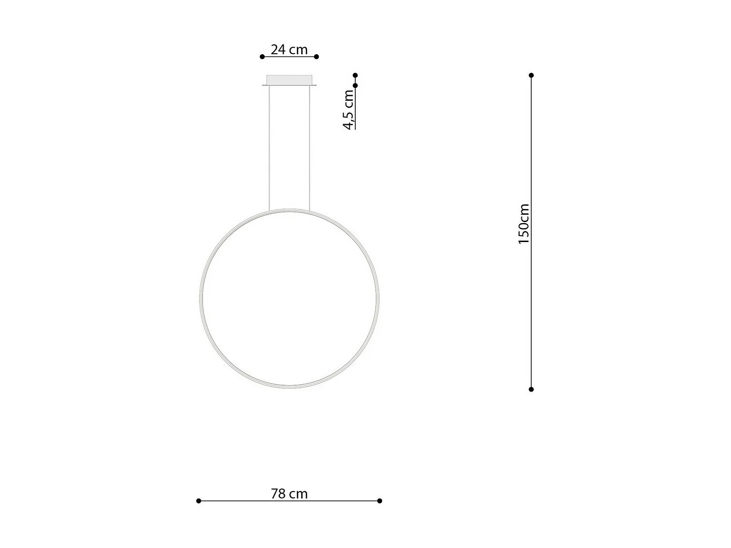 Sollux Lighting Rio Plafonnier suspendu cercle LED intégré, noir, 3000K, 5520lm