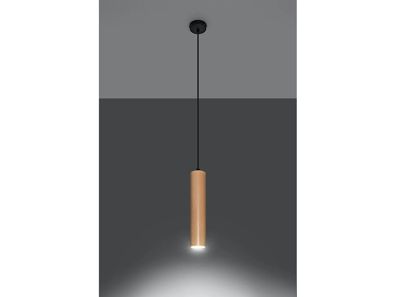 Hanglampen Lino Scandinavisch Van  - 1 Lichtbronnen - L.8 X H.105 Cm - Natuurlijk Hout