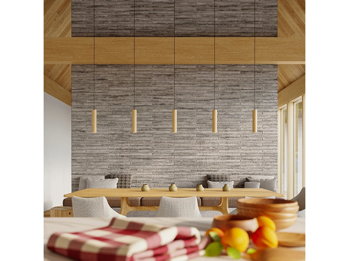 Hanglampen Lino Scandinavisch Van  - 1 Lichtbronnen - L.8 X H.105 Cm - Natuurlijk Hout