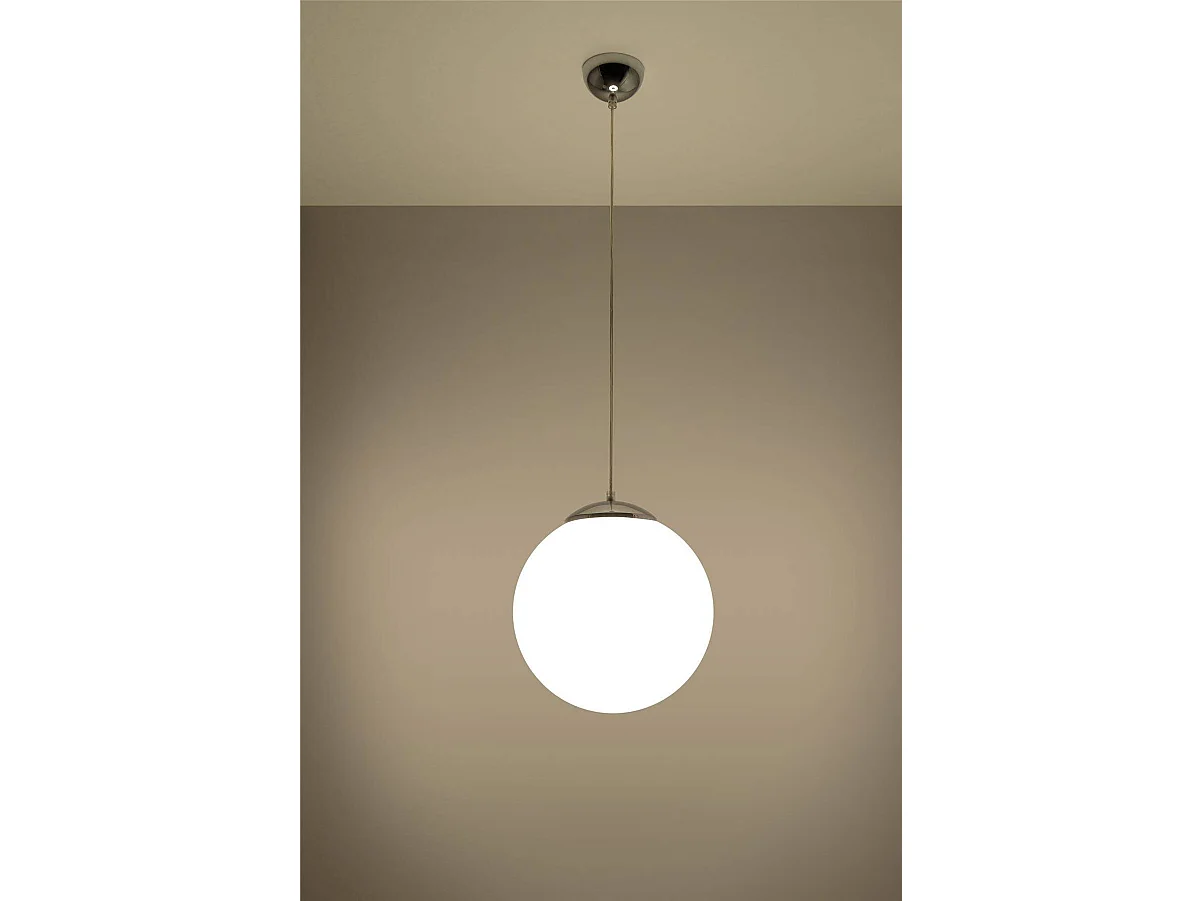 Sollux UGO Suspension Globe 1 Lumière Blanc, Chrome, E27