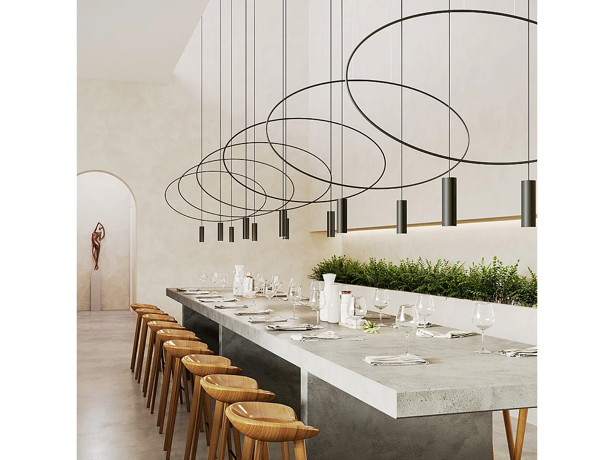 Sollux Lighting Holar Plafón Colgante Moderno, Negro, 2x GU10