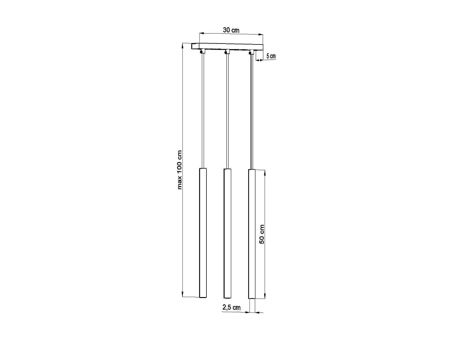 Sollux PASTELO Luminaire suspendu à 3 ampoules Staight, blanc, G9