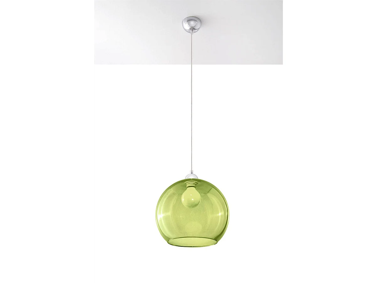 Sollux BALL - Sospensione a soffitto a cupola in vetro 1 luce verde, cromo, E27