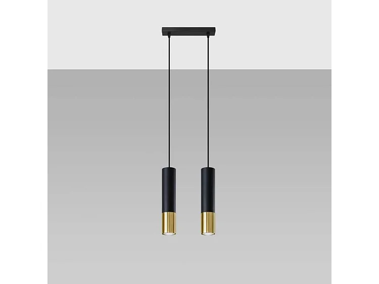 Sollux LOOPEZ Suspension Twin Noir, Or GU10