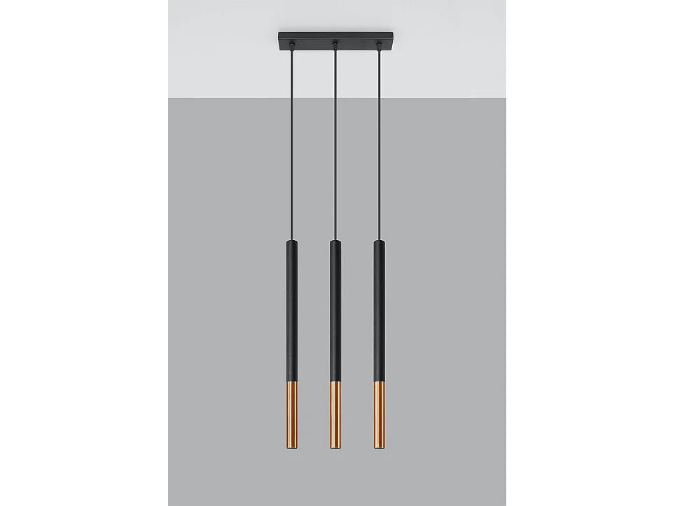 Hanglampen Mozaica Modern Van  - 3 Lichtbronnen - L.30 X H.90 Cm - Zwart/Koper