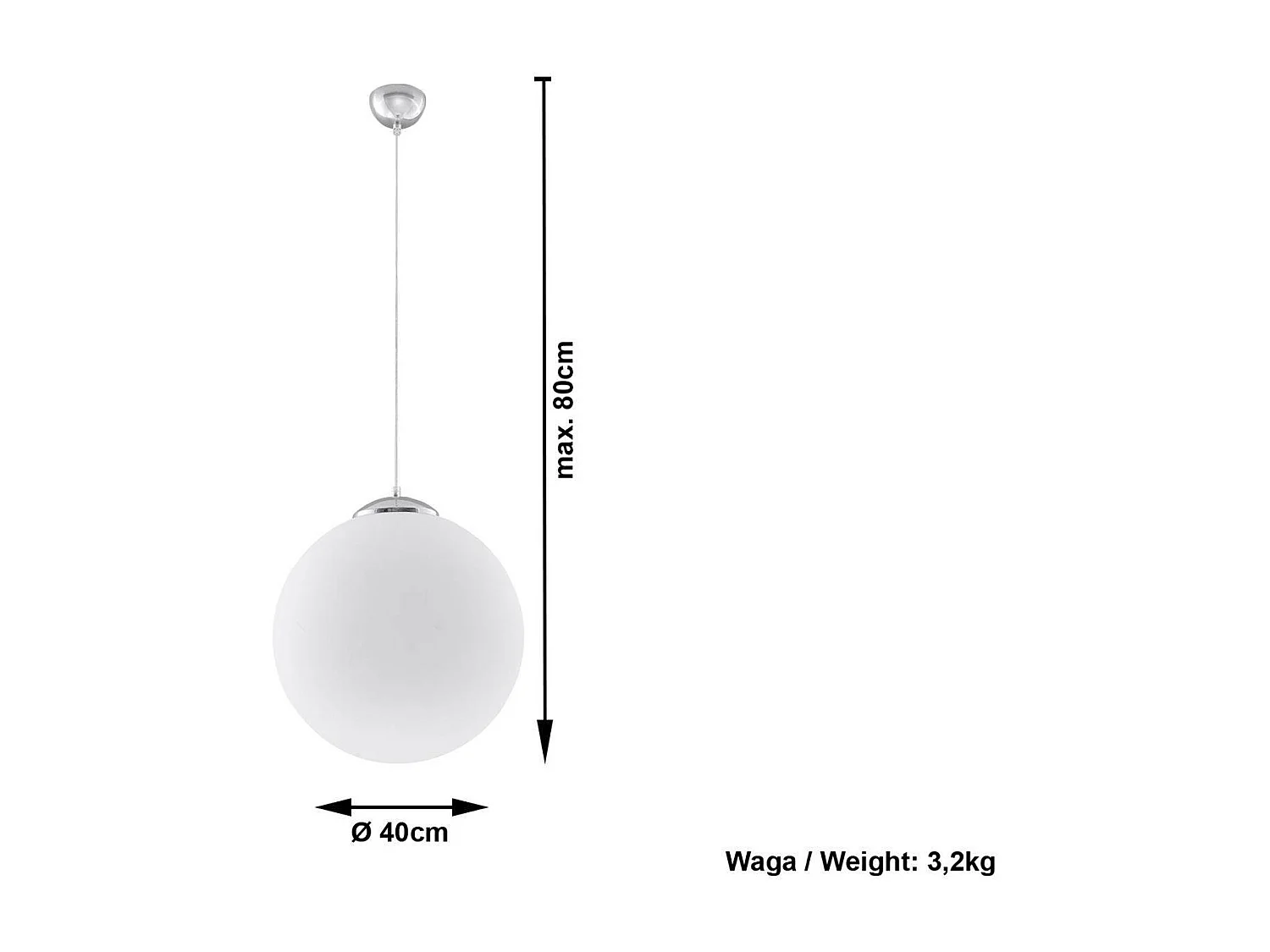 Hanglampen Ugo Minimalistisch Van  - 1 Lichtbronnen - L.40 X H.130 Cm - Wit/Chroom