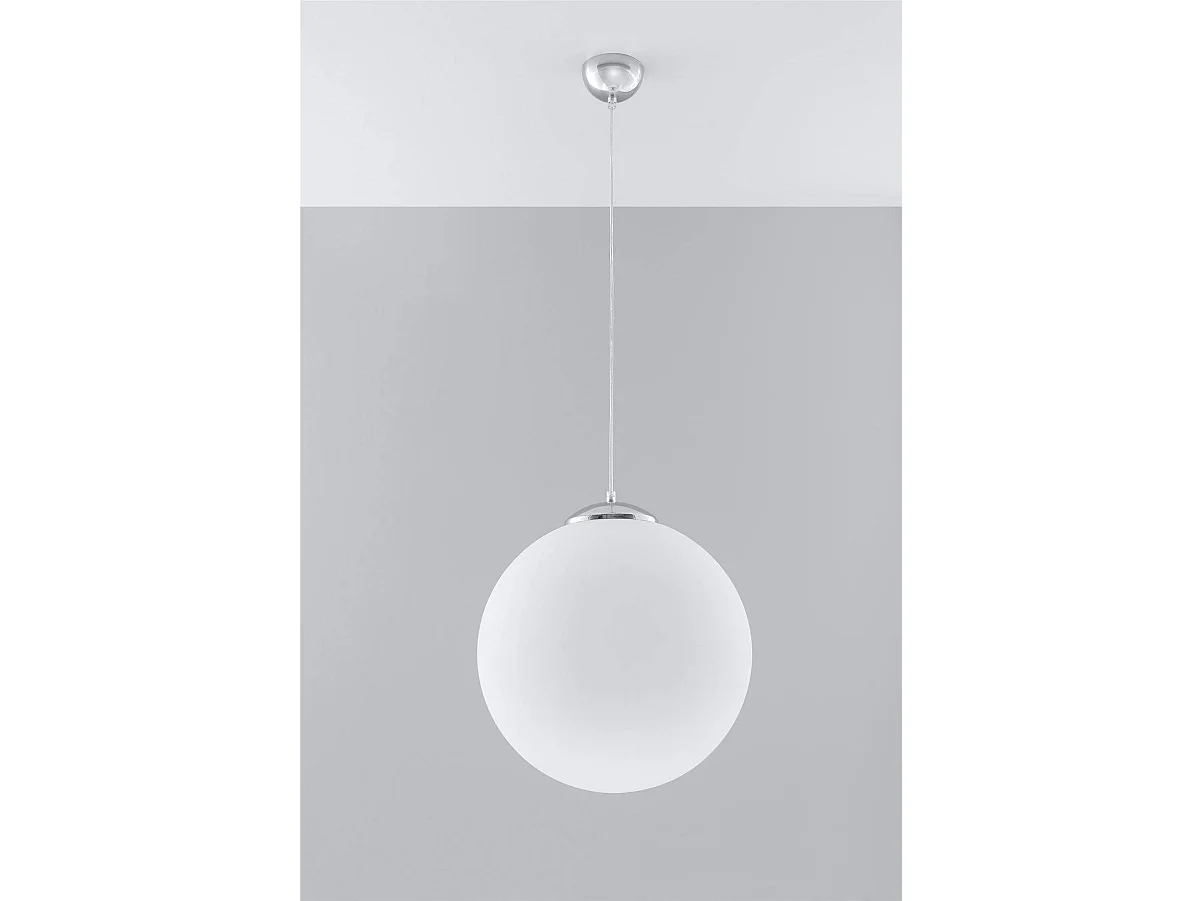 Hanglampen Ugo Minimalistisch Van  - 1 Lichtbronnen - L.40 X H.130 Cm - Wit/Chroom