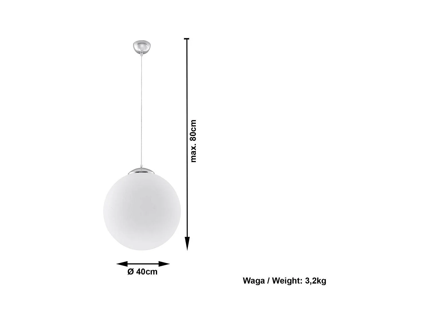 Sollux UGO - 1 licht Globe Anhänger Weiß, Chrom, E27