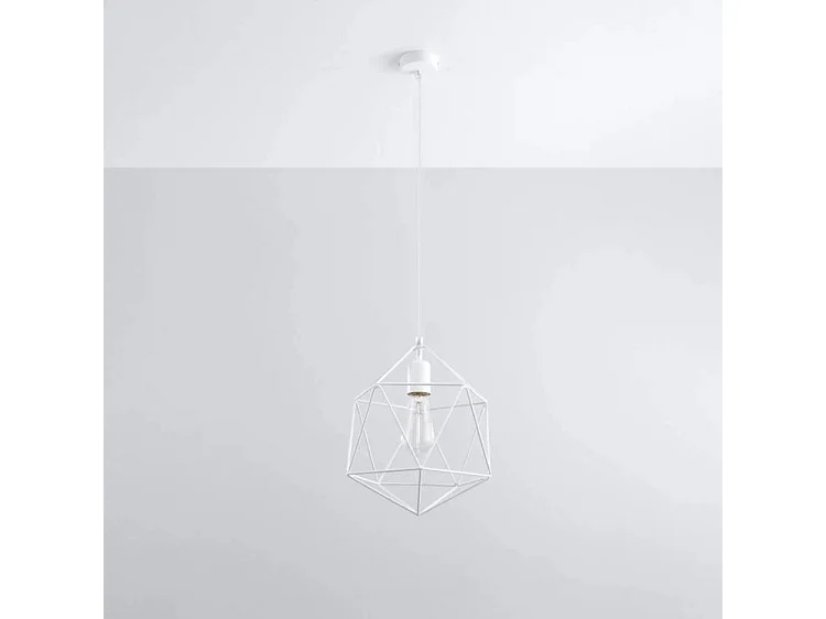 Sollux GASPARE - Sospensione a soffitto con gabbia a 1 luce bianca, E27