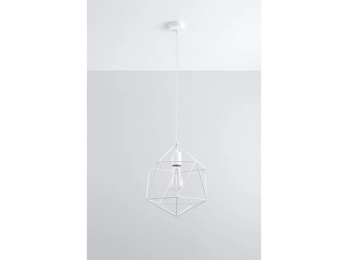 Sollux GASPARE - Sospensione a soffitto con gabbia a 1 luce bianca, E27