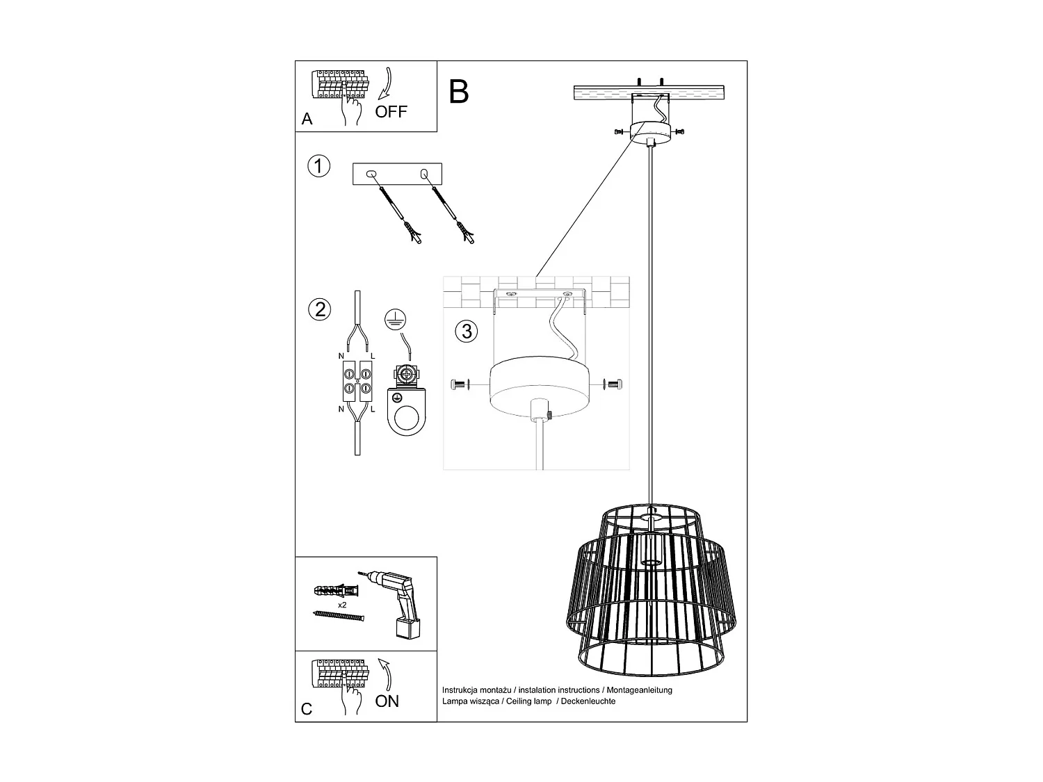 Lampada a sospensione Wire Frame bianca E27 Lámpara colgante con marco de alambre Blanco E27