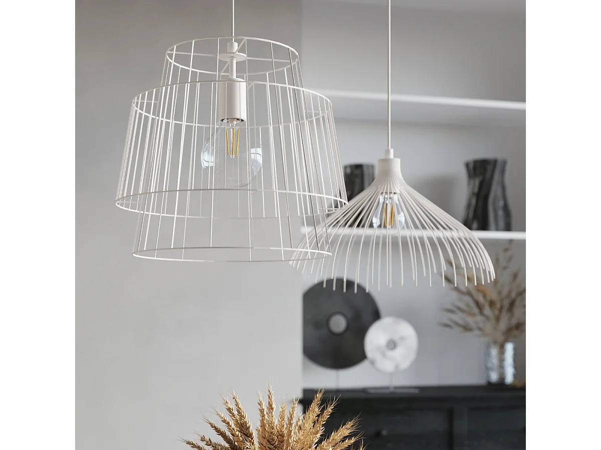 Lampada a sospensione Wire Frame bianca E27 Lámpara colgante con marco de alambre Blanco E27