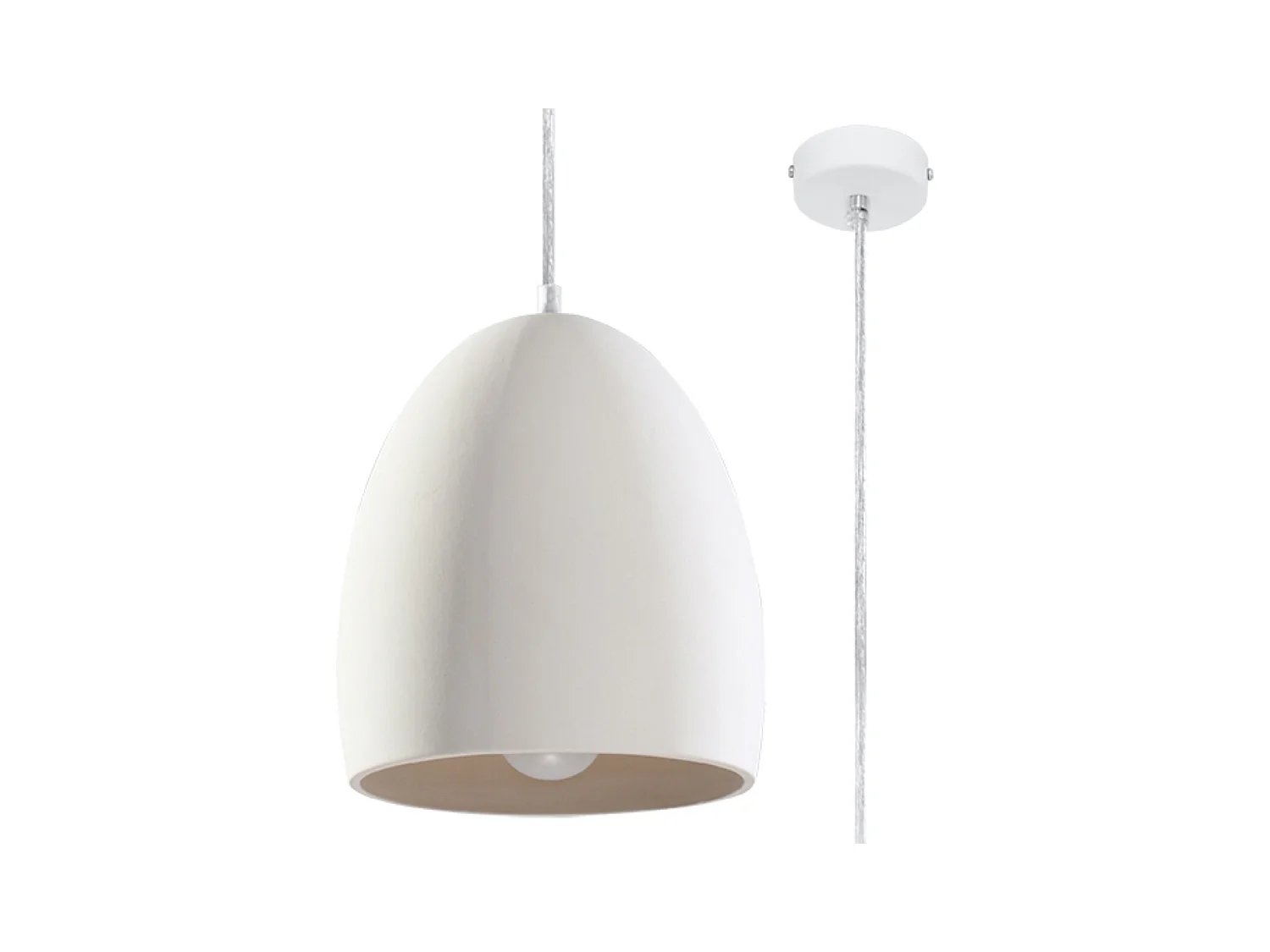 Lampadario Cupola Ceramica Bianca E27 Lámpara colgante de cerámica tipo domo Blanco E27