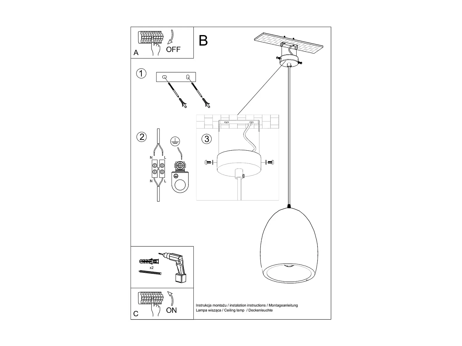 Sollux FLAWIUSZ Suspension Dome Céramique Blanc E27