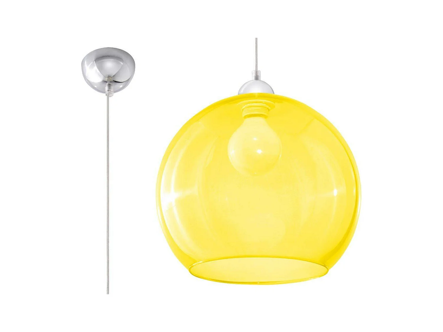 Sollux BALL Suspension de plafond à 1 dôme en verre jaune, chrome, E27