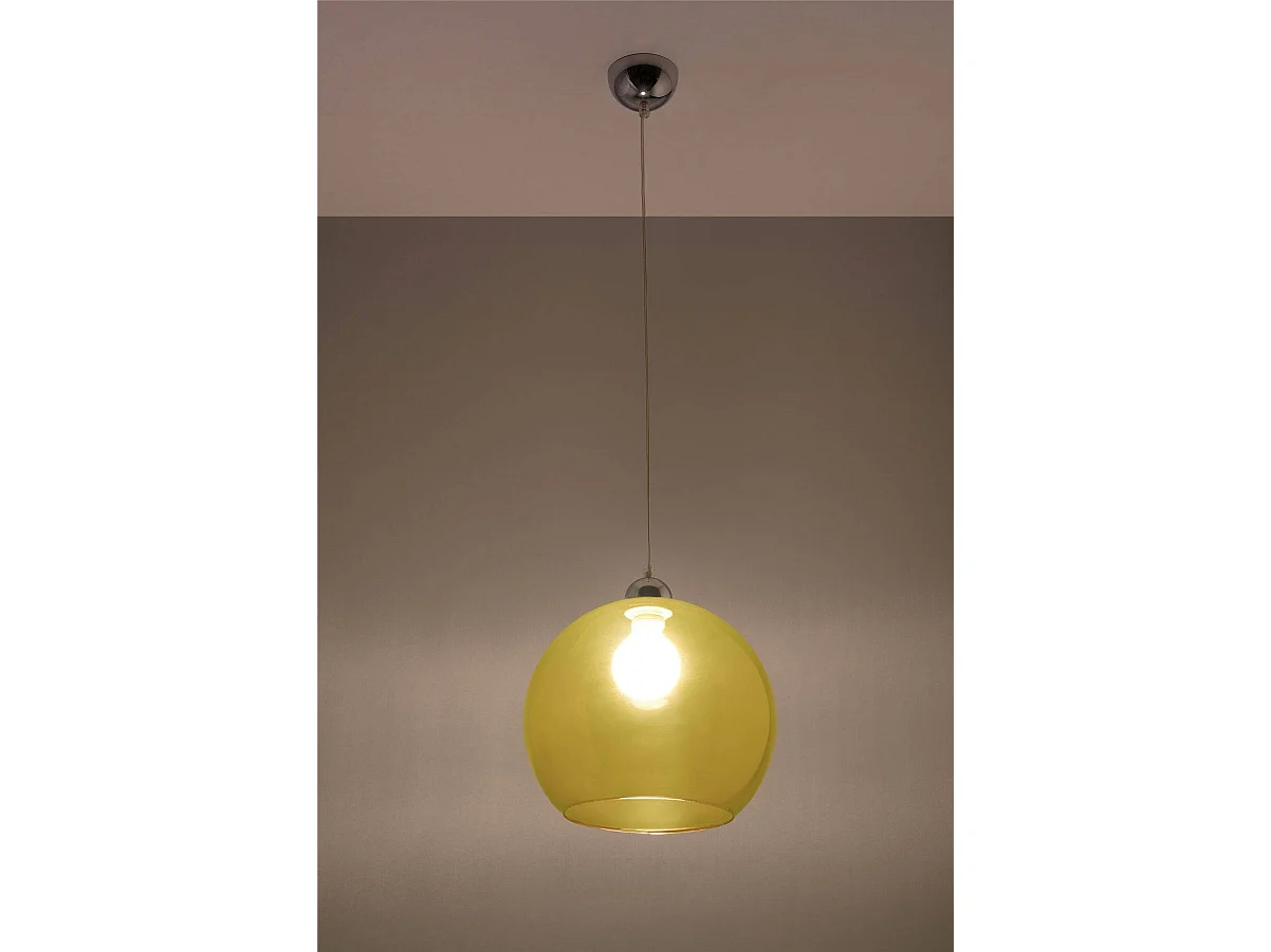 Hanglampen Ball Minimalistisch Van  - 1 Lichtbronnen - L.30 X H.120 Cm - Geel