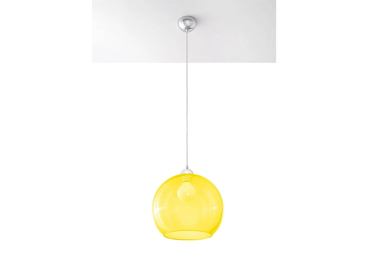 Hanglampen Ball Minimalistisch Van  - 1 Lichtbronnen - L.30 X H.120 Cm - Geel