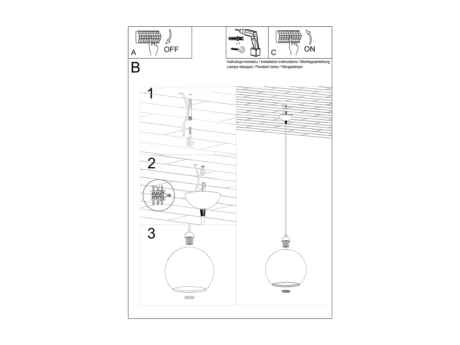 Hanglampen Ball Minimalistisch Van  - 1 Lichtbronnen - L.30 X H.120 Cm - Geel