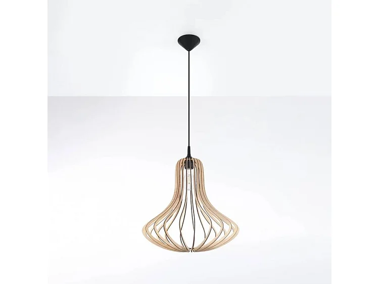 Luminárias Pendentes Elza Escandinavo, Madeira - 1 Lichtbronnen - L.41 X H.110 Cm - Madeira Natural