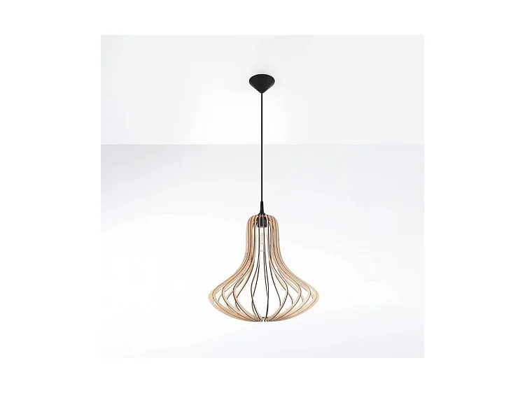 Sollux ELZA Lampe à Suspension Wire Frame Bois Naturel E27