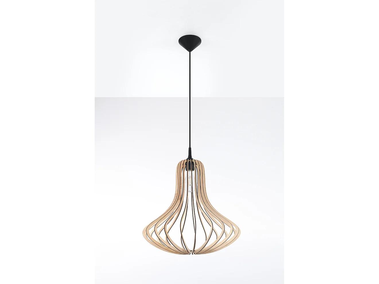 Sollux ELZA Lampe à Suspension Wire Frame Bois Naturel E27
