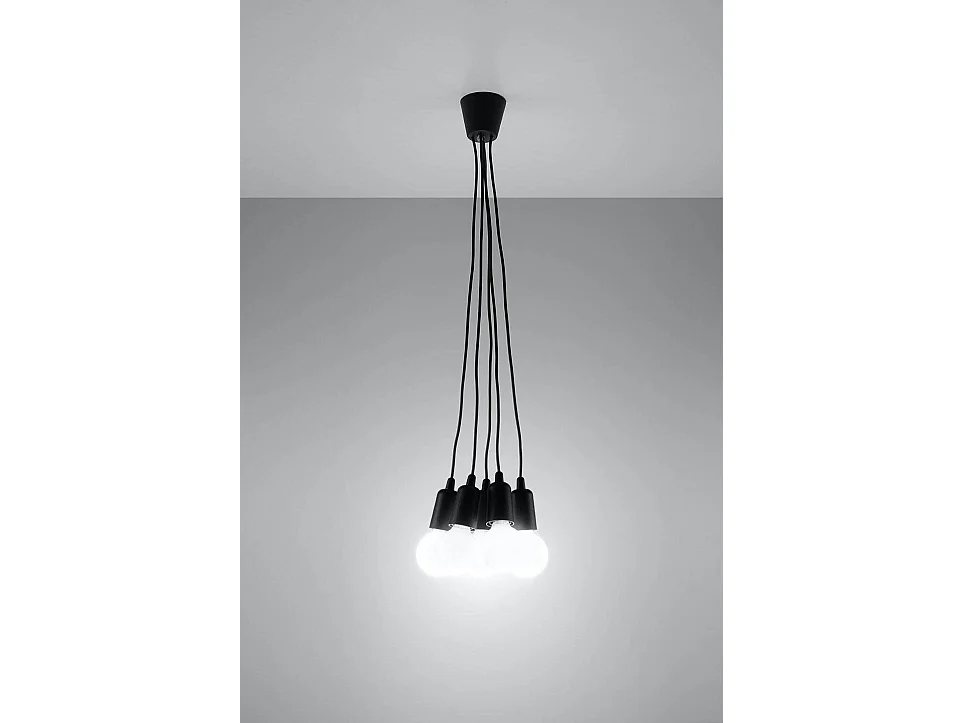 Hanglampen Diego Modern Van  - 5 Lichtbronnen - L.25 X H.90 Cm - Zwart