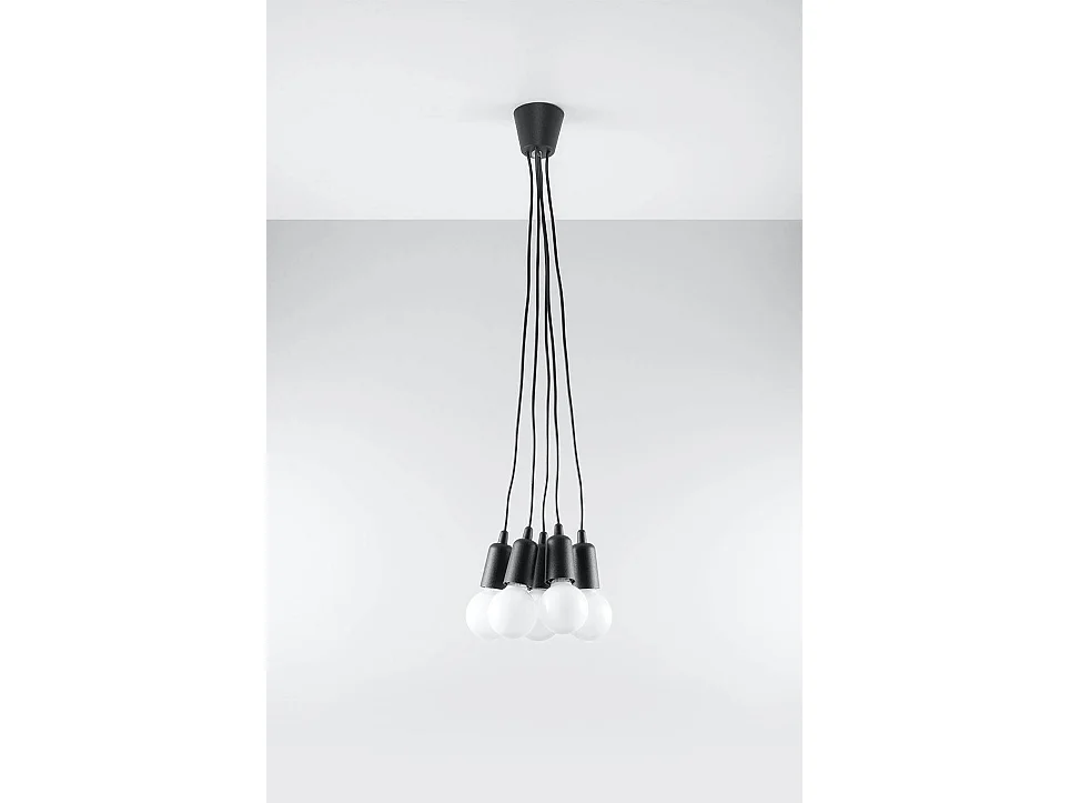 Hanglampen Diego Modern Van  - 5 Lichtbronnen - L.25 X H.90 Cm - Zwart