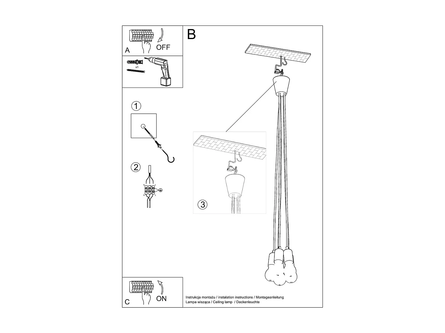 Hanglampen Diego Modern Van  - 5 Lichtbronnen - L.25 X H.90 Cm - Zwart