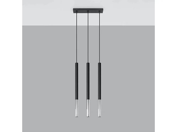 Triple Hanging Pendelleuchte Black, Chrome G9 Dreifach hängende Pendelleuchte Schwarz, Chrom G9