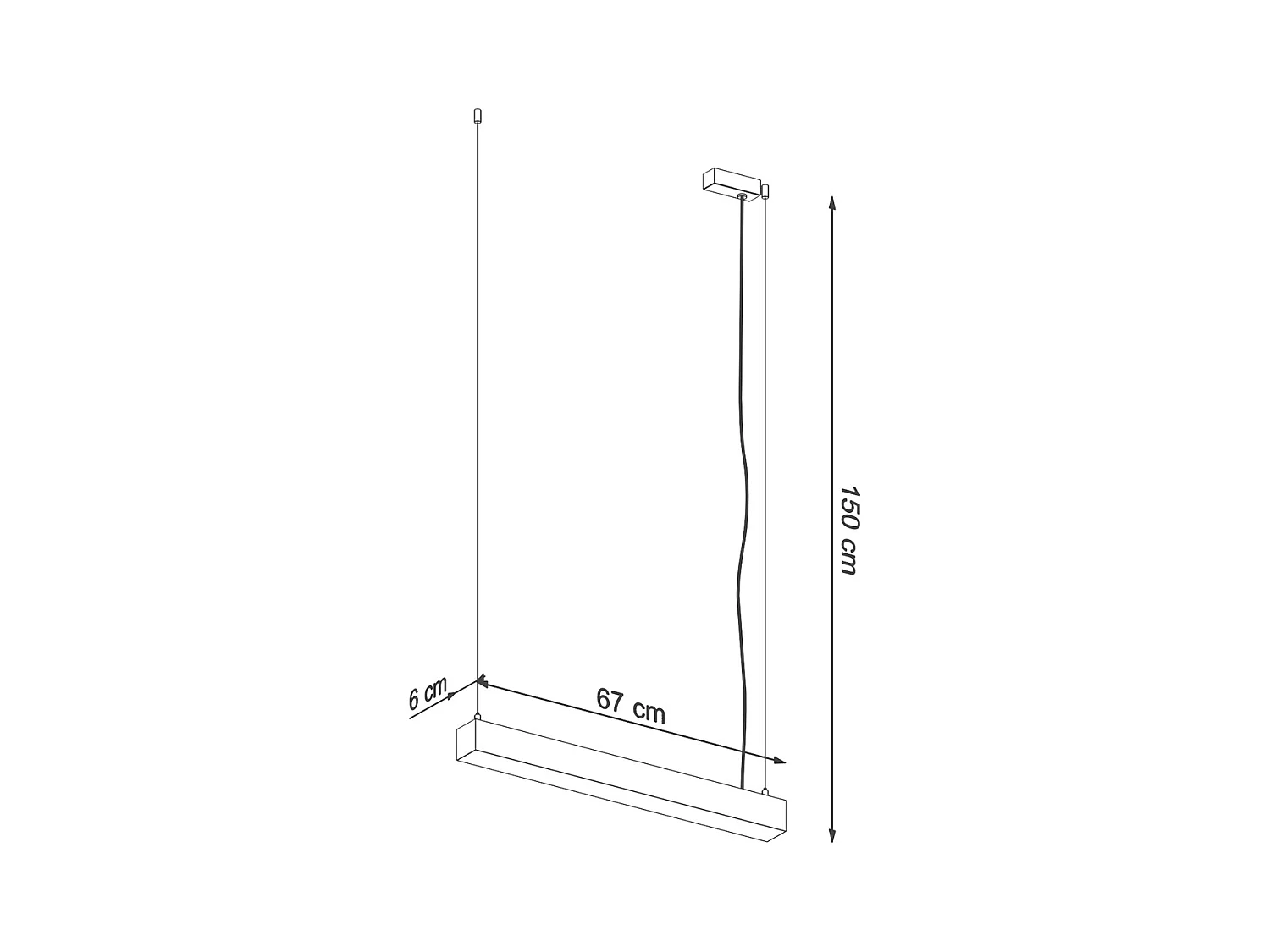 Hanglampen Pinne Minimalistisch Van  - 1 Lichtbronnen - L.67 X H.150 Cm - Grijs