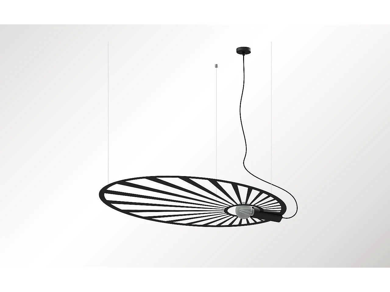 Hanglampen Lehdet Minimalistisch Van  - 1 Lichtbronnen - L.110 X H.150 Cm - Zwart