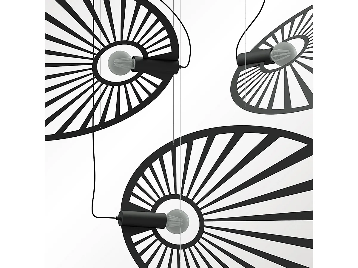 Hanglampen Lehdet Minimalistisch Van  - 1 Lichtbronnen - L.110 X H.150 Cm - Zwart