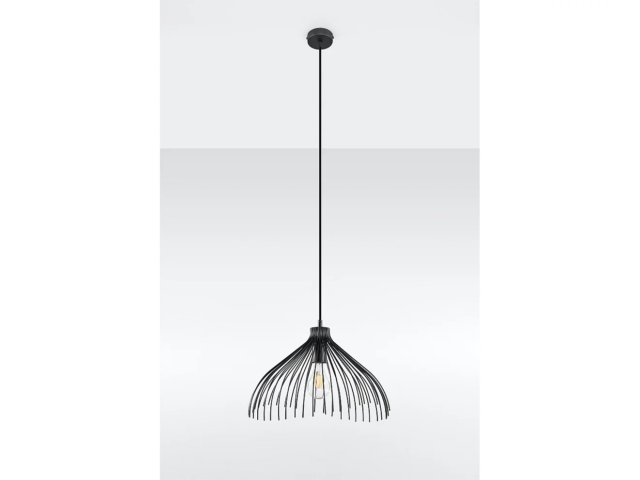 Luminárias Pendentes Umb Industrial, Aço - 1 Lichtbronnen - L.40 X H.125 Cm - Preto