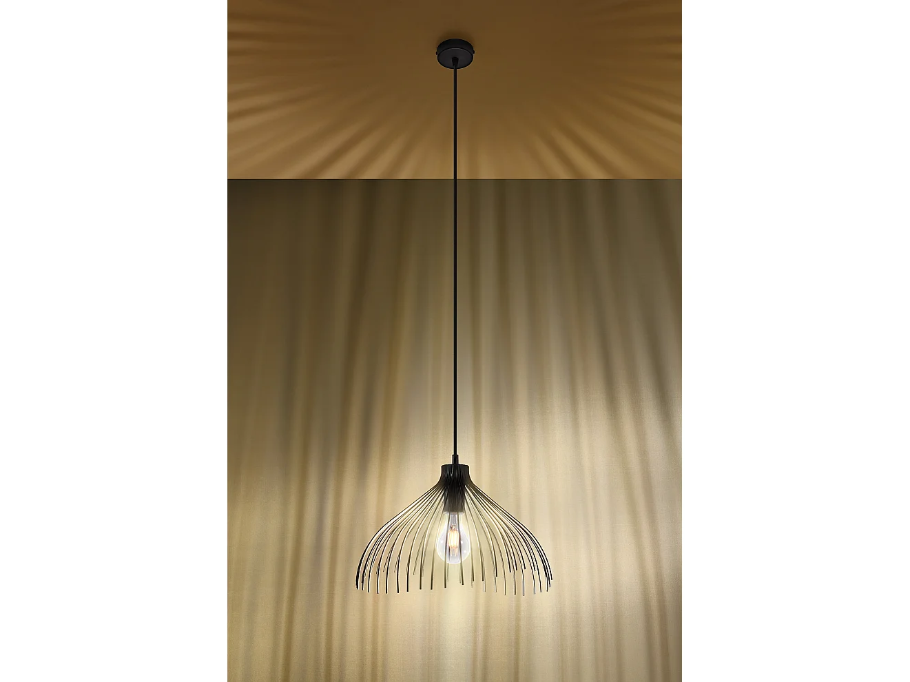 Luminárias Pendentes Umb Industrial, Aço - 1 Lichtbronnen - L.40 X H.125 Cm - Preto