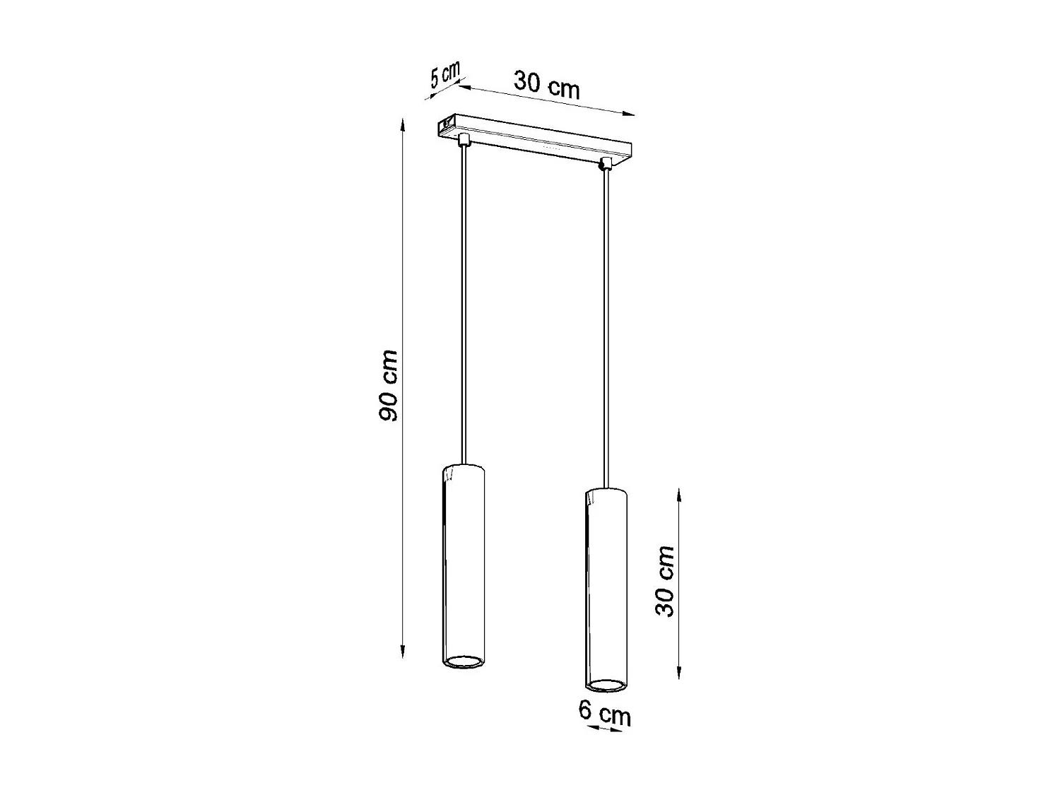 Hanglampen Lagos Modern Van  - 2 Lichtbronnen - L.30 X H.90 Cm - Zwart