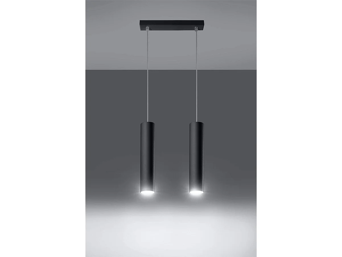 Sollux LAGOS Suspension à 2 lumières Staight Bar Drop, noir, GU10