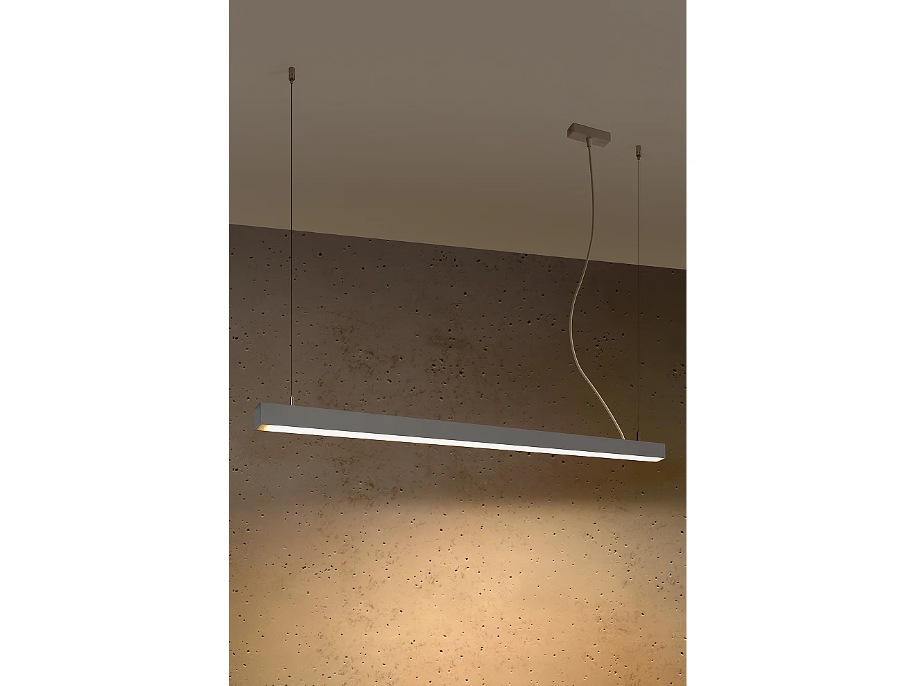 Sollux PINNE Suspension Barre Droite Linéaire LED 115cm Intégré Gris Clair 3000K