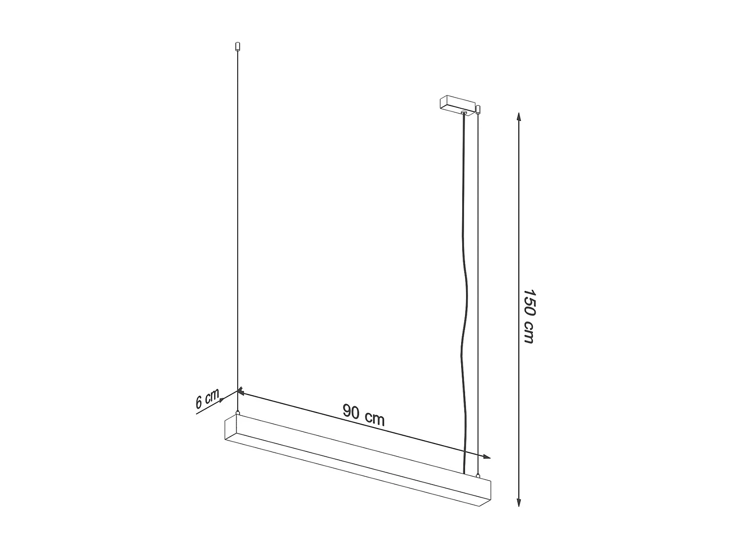Integrated LED  95cm Linear Straight Bar Pendelleuchte Black 4000K Integrierte LED 95cm Linear Straight Bar Pendelleuchte Schwarz 4000K