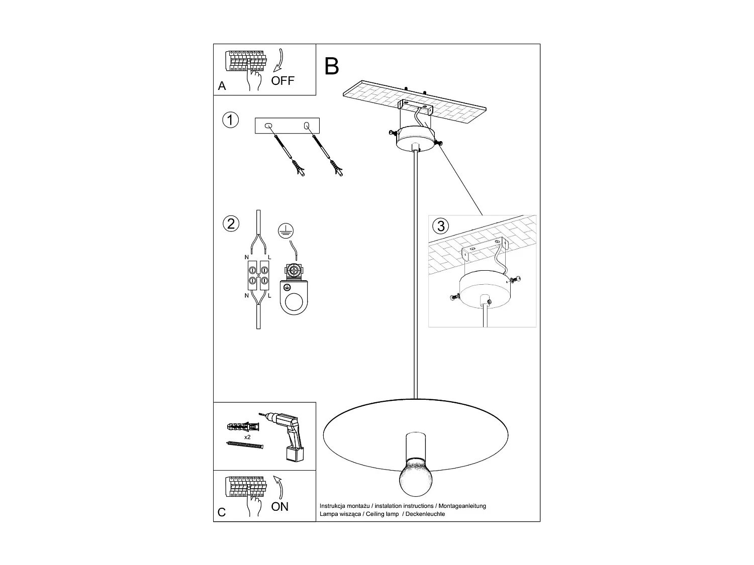 Lampa wisząca FLAVIO czarna