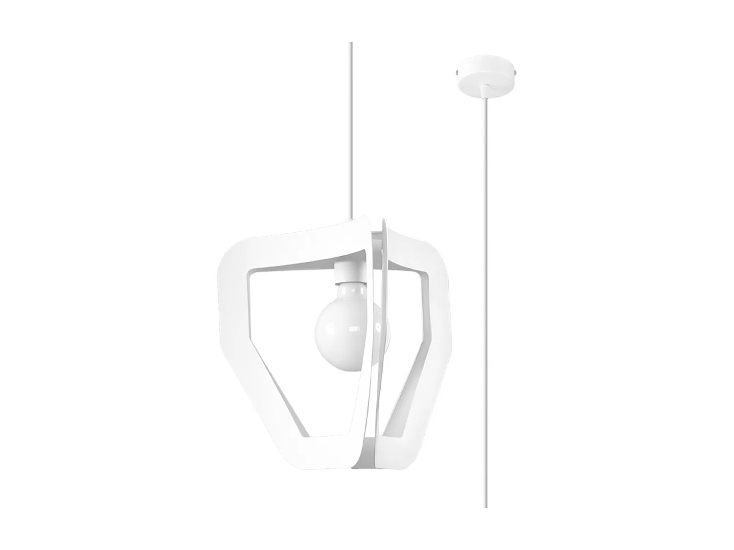 Luminárias Pendentes Tres Industrial, Aço - 1 Lichtbronnen - L.33 X H.130 Cm - Branco