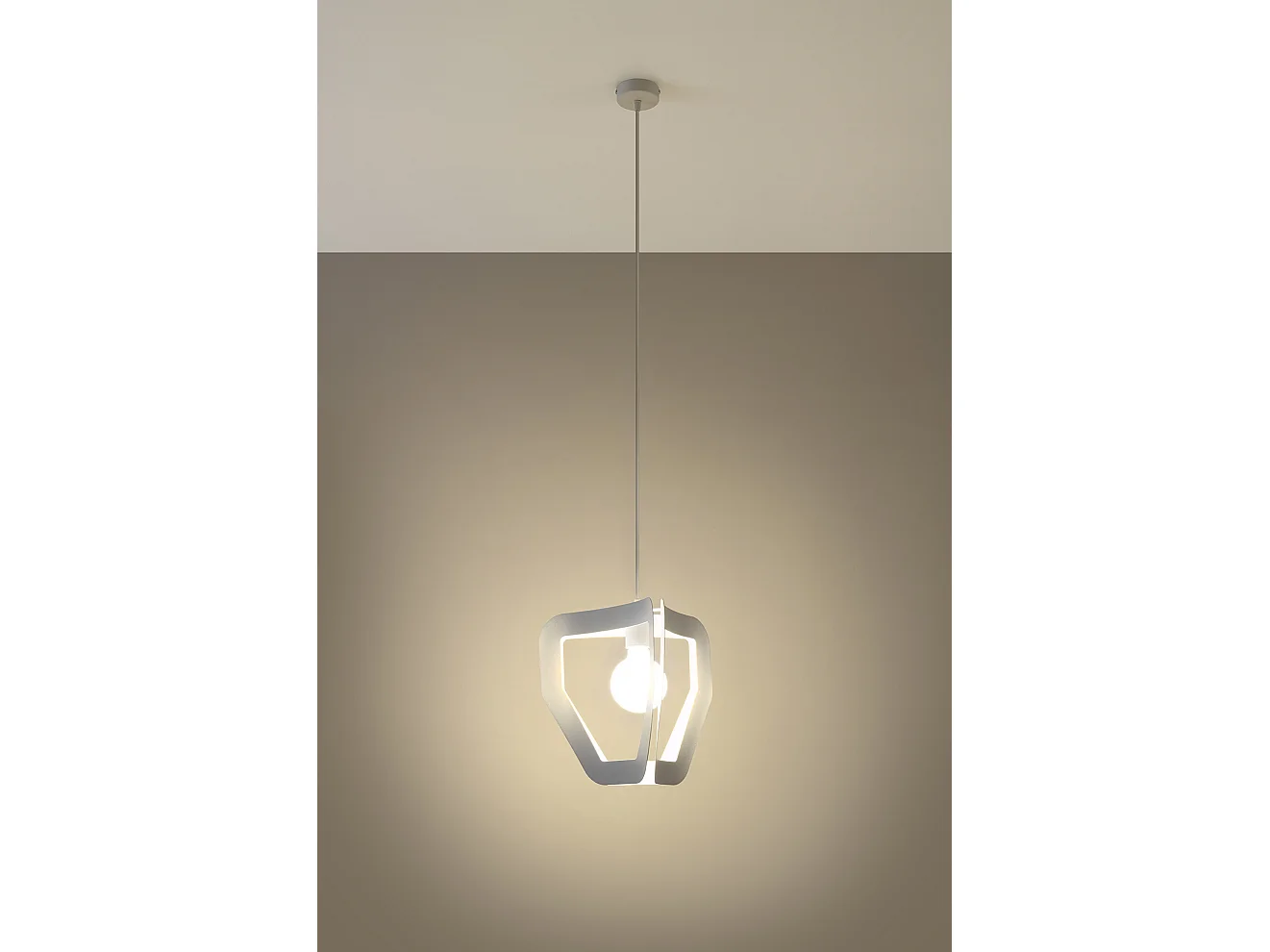 Luminárias Pendentes Tres Industrial, Aço - 1 Lichtbronnen - L.33 X H.130 Cm - Branco